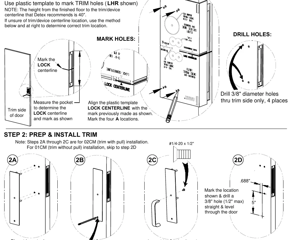 Marking and drilling the door for trim installation