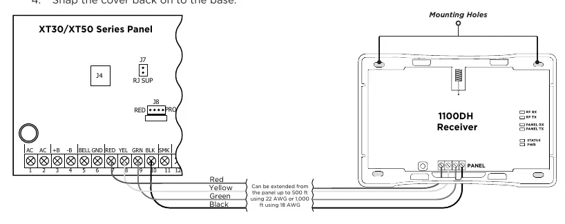 Wiring diagram for the 1100DH to the panel