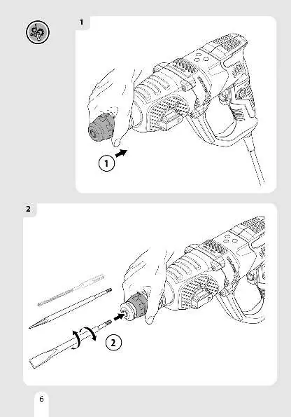 Insert the drill bit or chisel