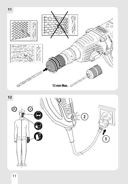 Inserting drill bit and safety gear