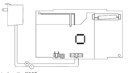 Wiring diagram for the 12 VDC power supply connection.