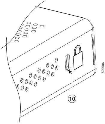 Locate the Kensington security slot on the side of the router.