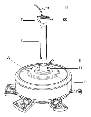 Attaching the downrod to the fan motor assembly