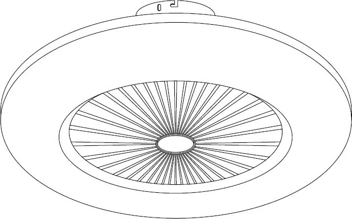 Overview of the assembled ceiling fan unit.