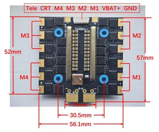 ESC board layout and motor wiring pads
