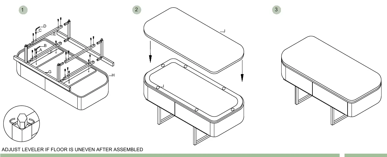 Assembly steps for the GATSBY coffee table