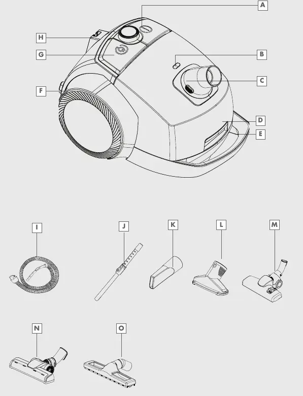 Parts diagram of the vacuum cleaner