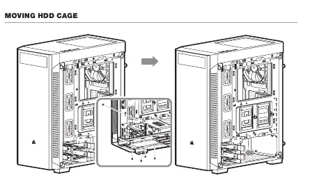 Moving the HDD cage.