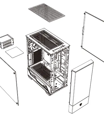 Exploded view of the case
