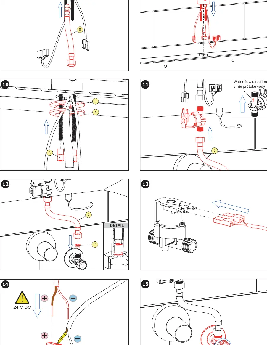 Wiring steps 8-15 for electrical connection.