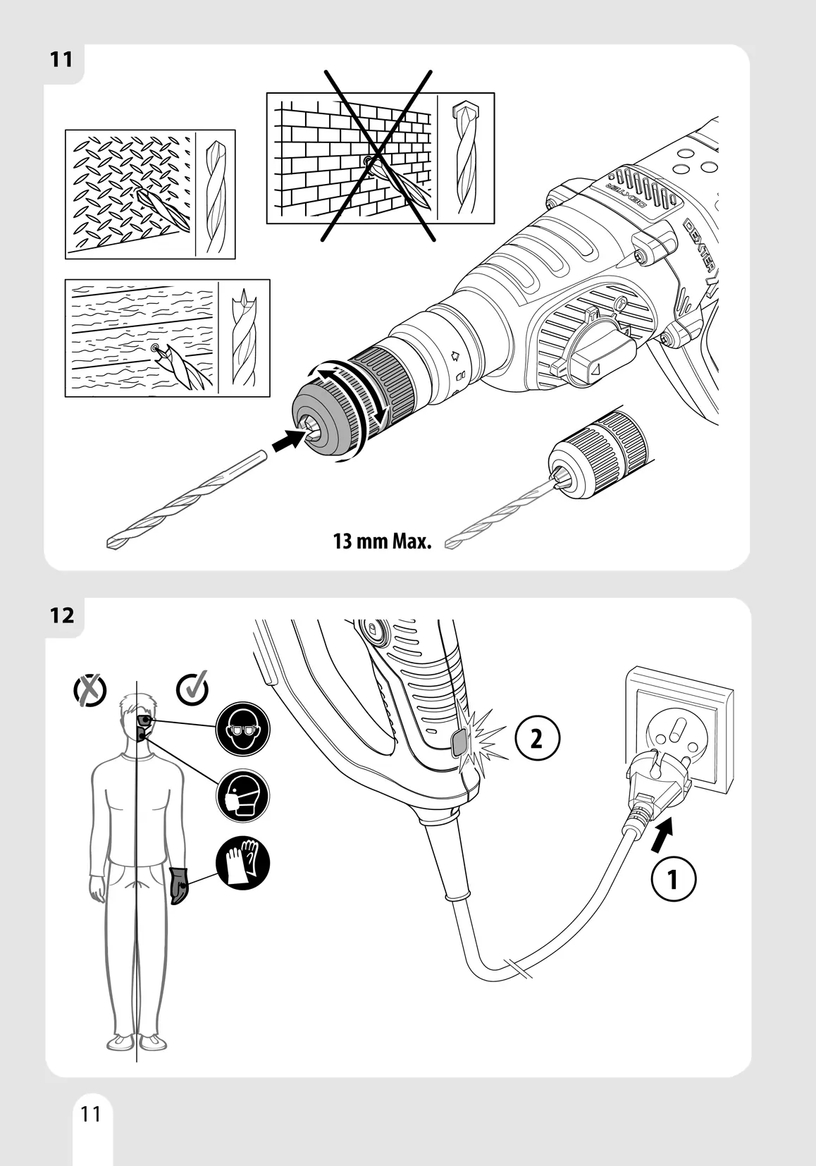 Required safety gear and power connection