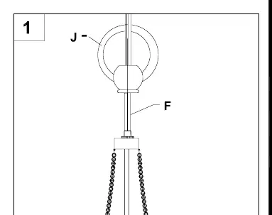Step 1: Screw fixture loop (J) onto coupling (F).