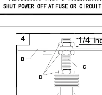 Step 4: Secure threaded nipple (C) with hex nuts (D).