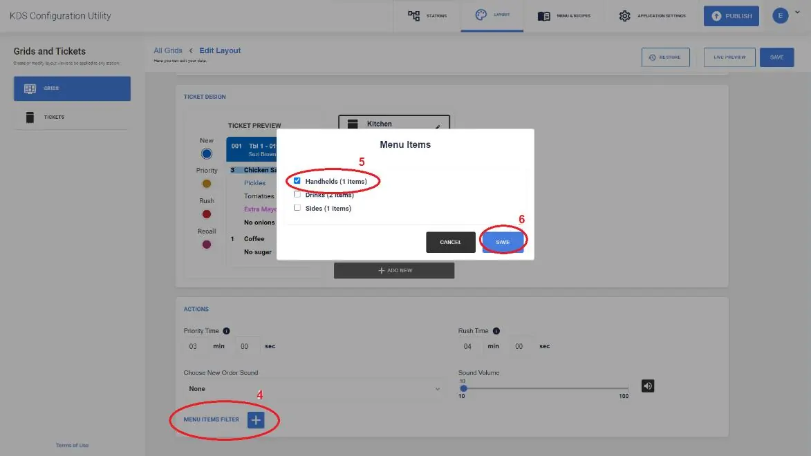 Enabling the Menu Items Filter