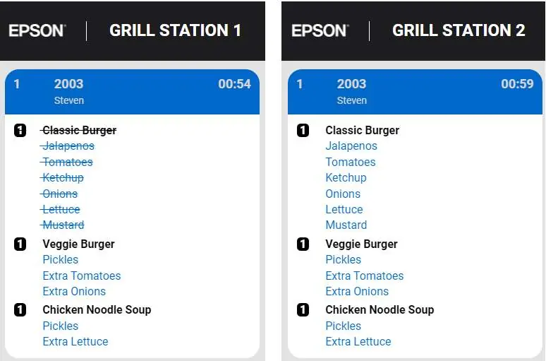 Example of items handled independently across two stations