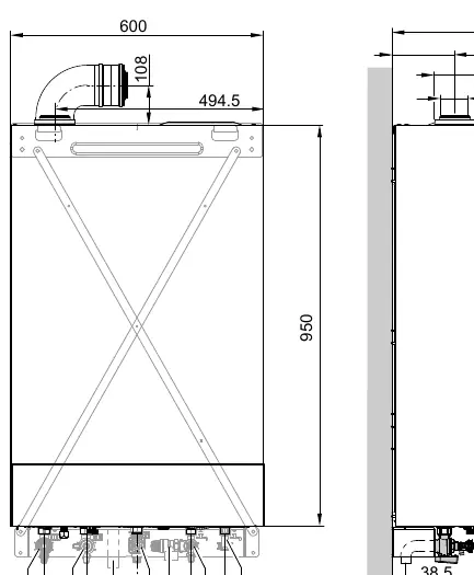 Boiler dimensions and connection points