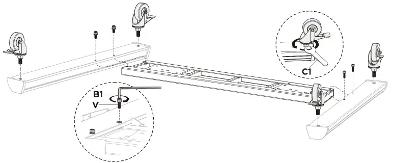 Base and caster assembly