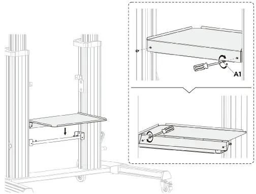 Lower shelf installation