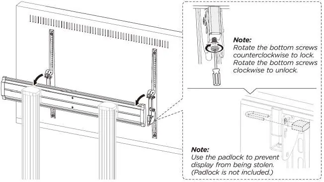 Securing TV to mounting plate