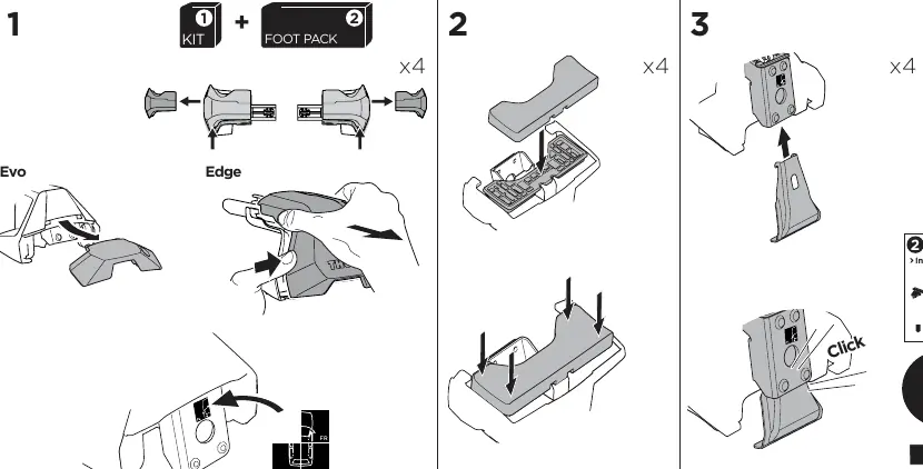 Assembly steps for attaching the kit to the Foot Pack.