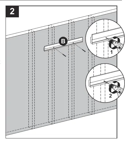 Securing the Wall Bracket (B) to the wall.