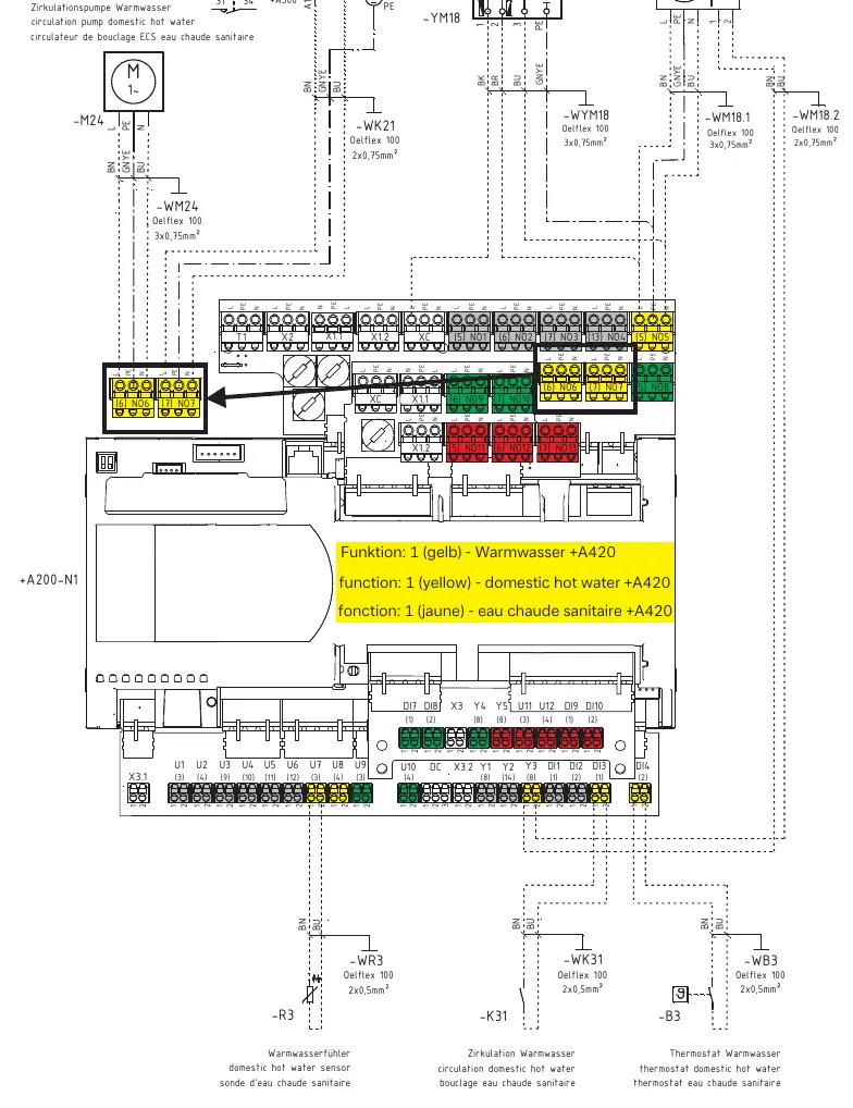 Domestic hot water plug-in wiring diagram.