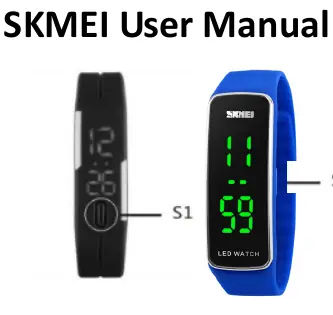 Skmei LED watch S1 button location