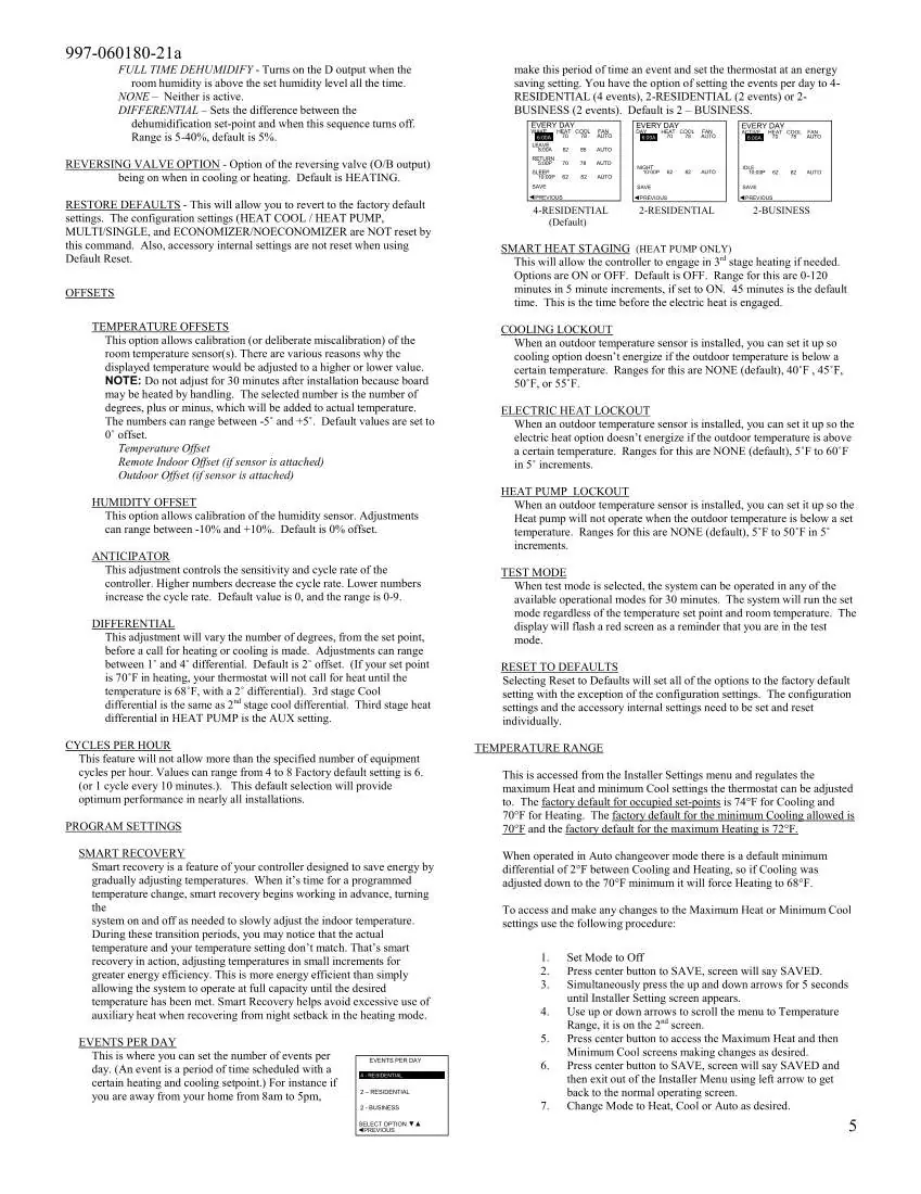 Events Per Day and Advanced Installer Settings
