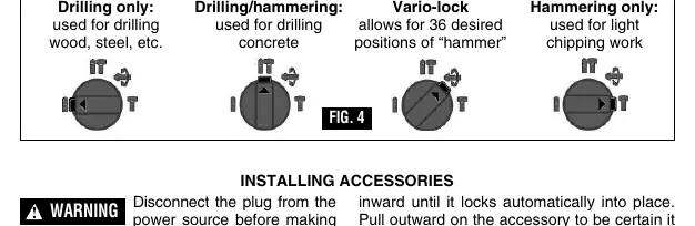 Selector dial positions