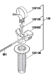 Auxiliary handle and depth gauge assembly.
