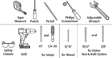 Tools required for installation