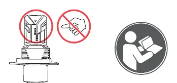 Do not touch the LED bulb surface with your fingers; refer to the manual for proper handling.