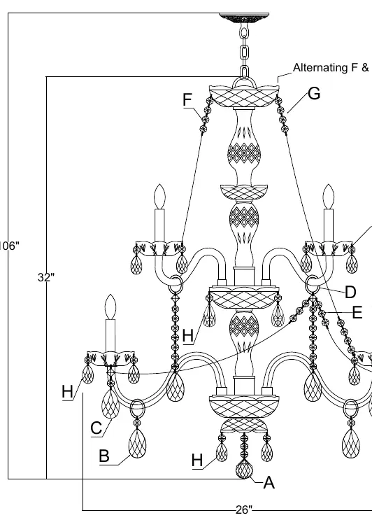Main assembly diagram of the chandelier