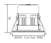 Firestay Duo downlight dimensions and cut-out size