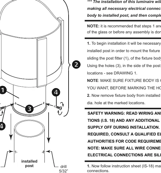 Post mounting and drilling instructions