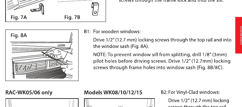 Securing the air conditioner with frame locks and screws
