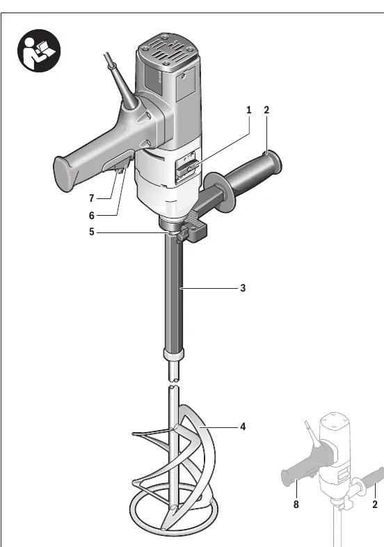 Overview of the GRW 11 E stirrer mixer components