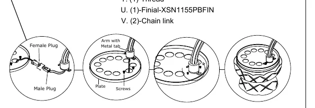 Wiring and arm installation detail