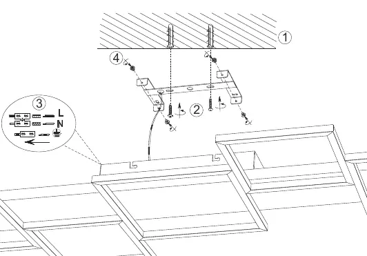 Installation and wiring diagram for the TRIO 622910532 ceiling lamp.