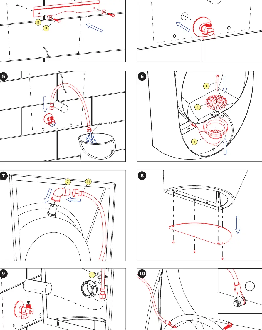 Step-by-step mounting and assembly sequence