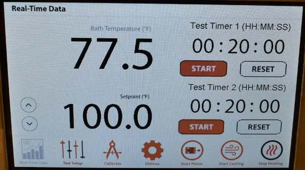 Monitor real-time bath temperature and setpoint.