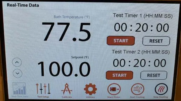 Verify test timer settings.