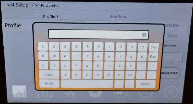 Enter profile parameters using the on-screen keyboard.