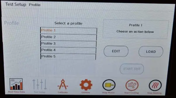 Select a test profile from the menu.