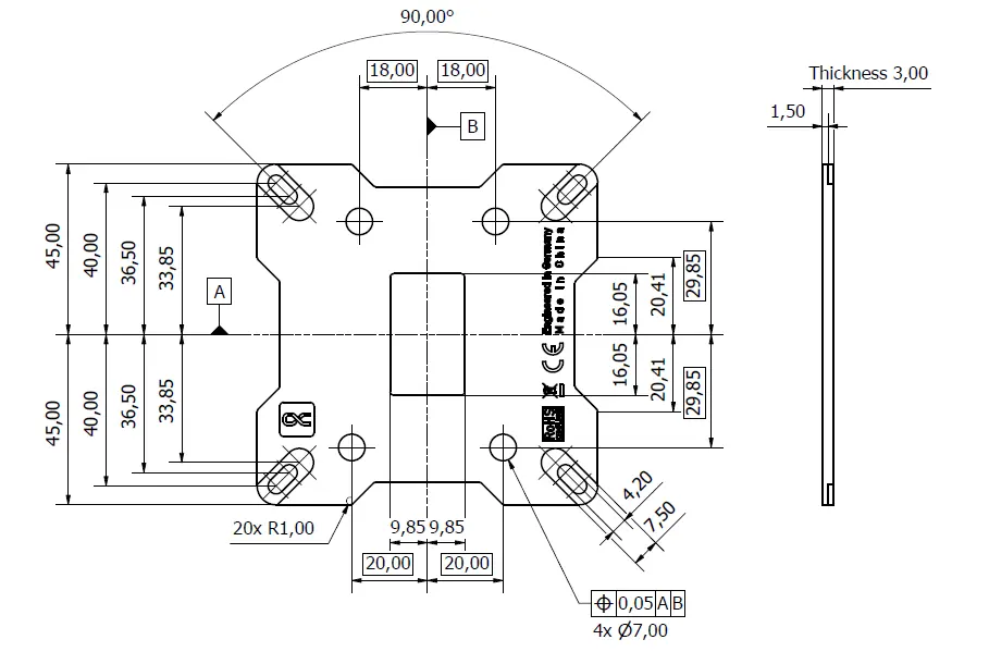 Technical drawing of the backplate