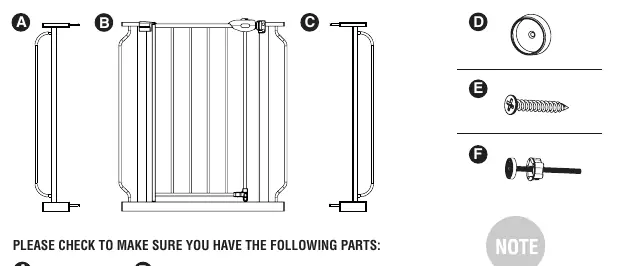 Parts included with the gate