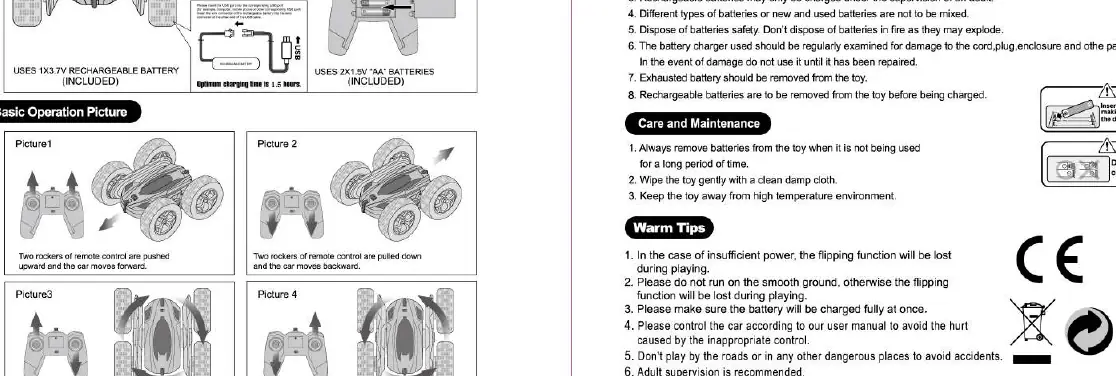 Remote control operation diagrams (Pictures 1-9)