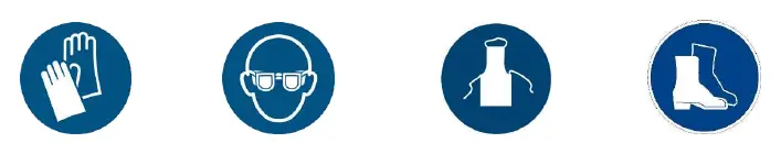 Required protective equipment icons.
