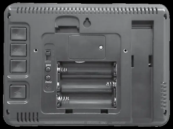 Insert batteries into the back of the display unit.