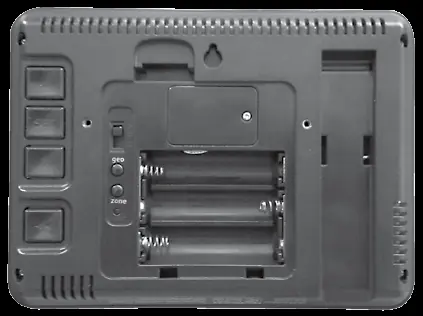 Battery compartment and A-B-C switch location on the back of the display unit.